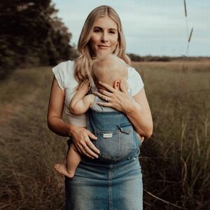 Mumsie Denim Skirt Overalls for baby wearing and beyond